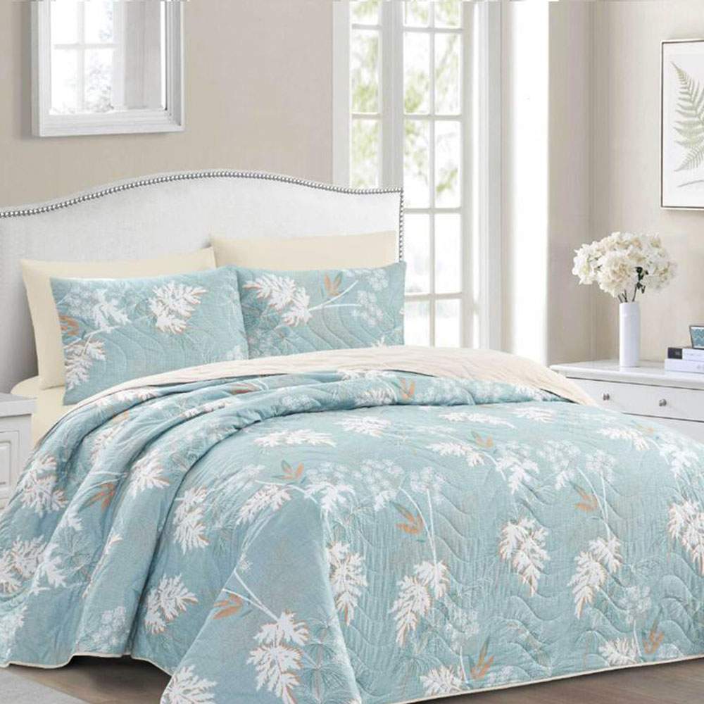 Maya Bedspread - cream & blue