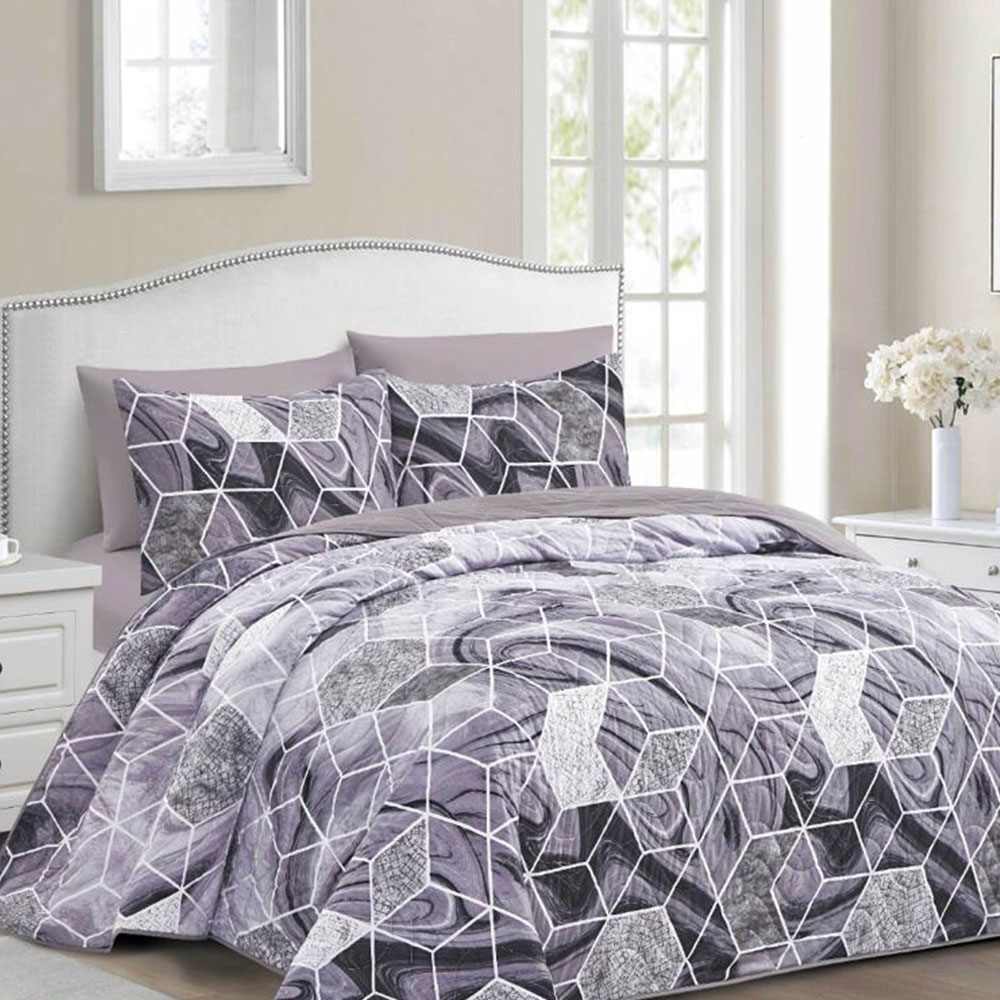 Maya Bedspread - violet & gris