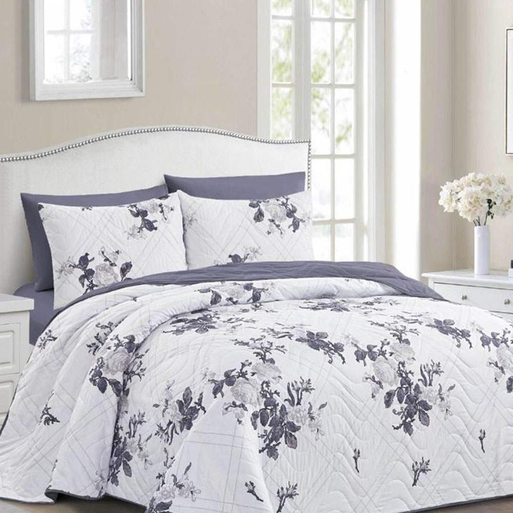 Maya Bedspread - violet & white